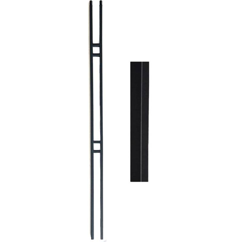 Double Bar Square Iron Baluster in Satin Black