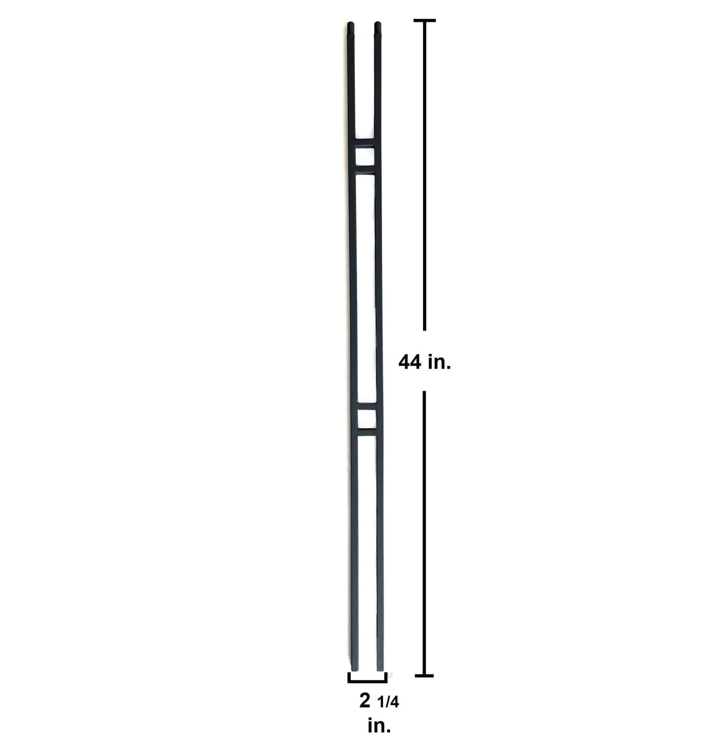 Double Bar Square Iron Baluster in Satin Black