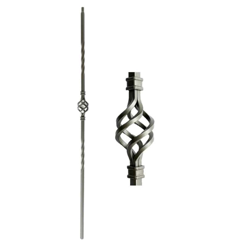 Double Twist Single Basket Hollow Iron Baluster