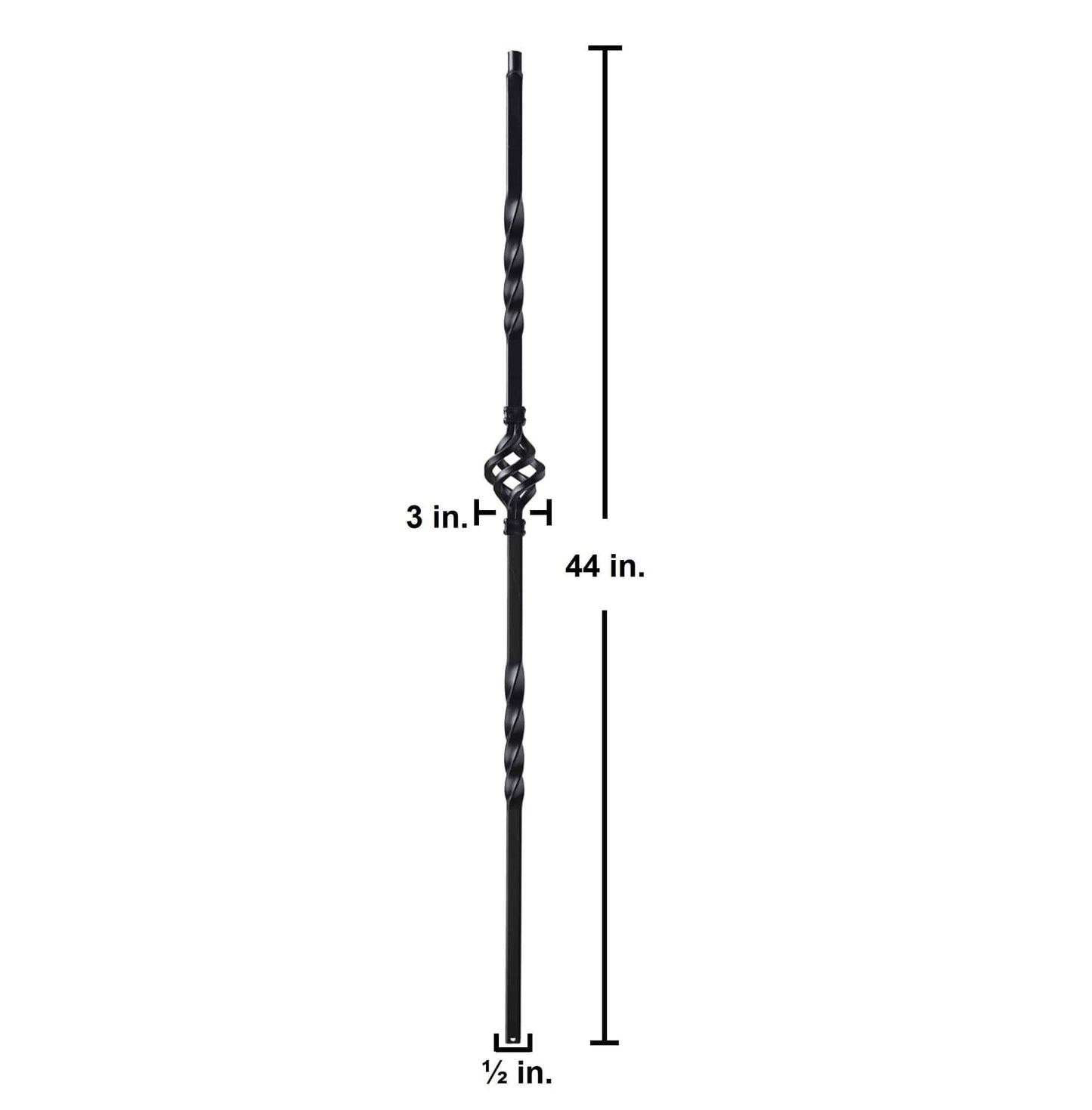 Double Twist Single Basket Hollow Iron Baluster