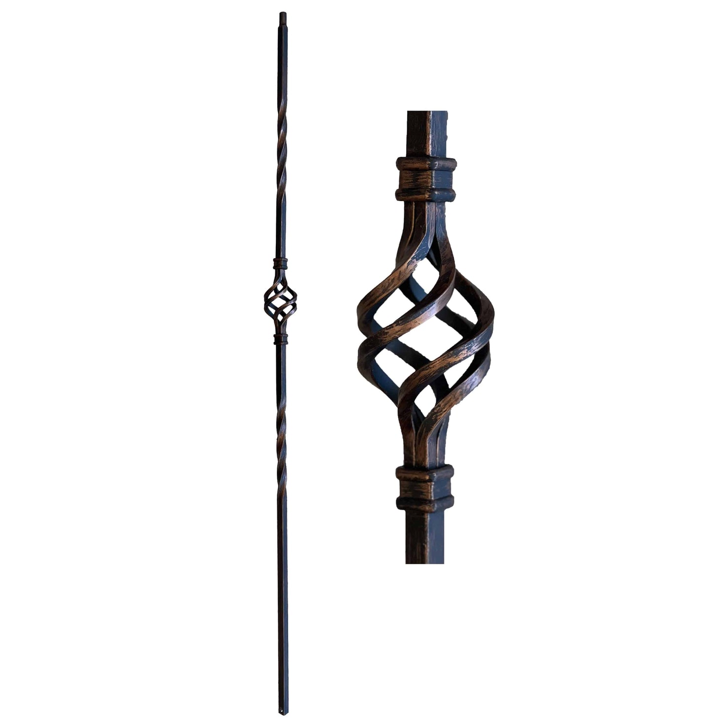 Double Twist Single Basket Hollow Iron Baluster