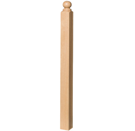 3½" Contemporary "Ball Top" Starting Newel - Post to Post (Model 4004BT, 4005BT, 4006BT) - Made in the USA